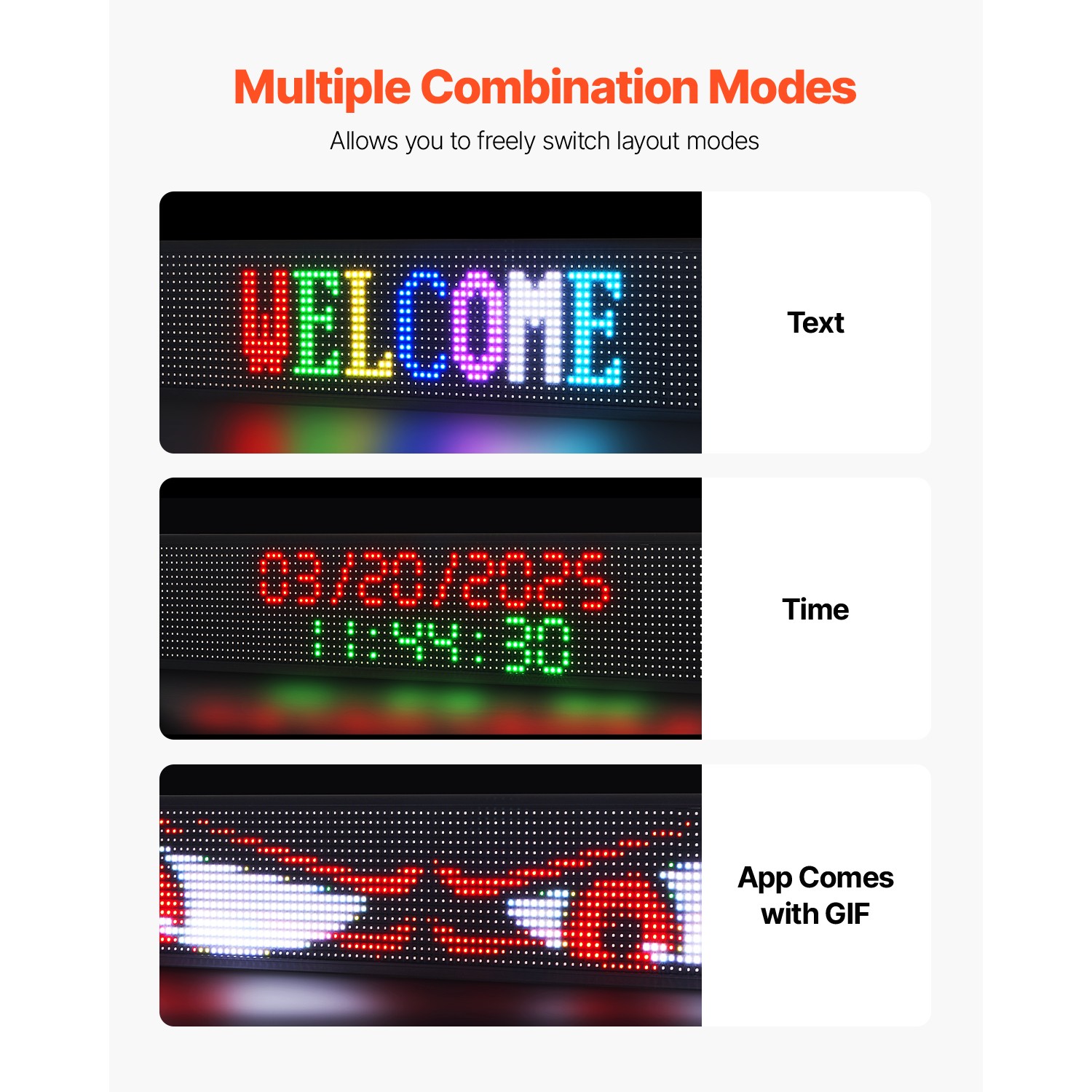 52×8 in Programmable LED Sign Digital Scrolling Display Board P10 Full-color