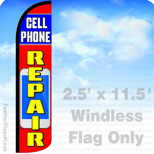 CELL PHONE REPAIR – Windless Swooper Flag 3×11.5&prime; Feather Banner Sign – rz