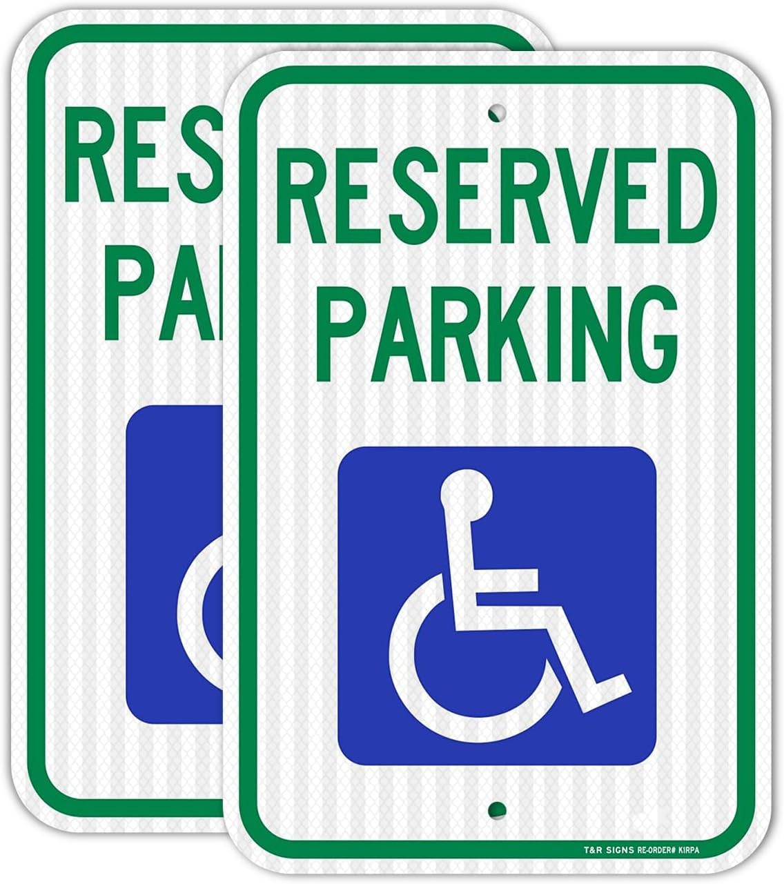 (2 Pack) Handicap Parking Sign, Reserved Parking Sign, Large 18&Prime; x 12&Prime; Engine…