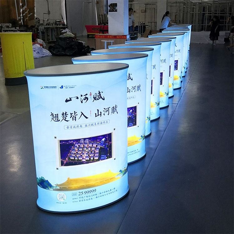 Custom Printed Portable Oval Up Stand with LED Light Folding Promotional Table