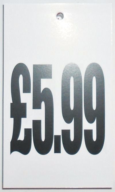 60MM X 100MM PRICE TAGS, HANGER LABEL PRICE CARDS PACK OF 500