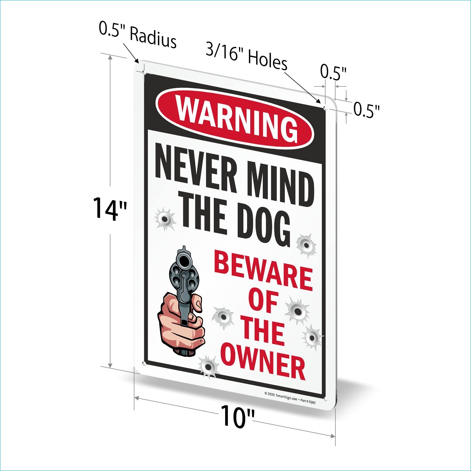 14 x 10 inch Funny “Never Mind The Dog – Beware Of The Owner” Metal Sign, 40 …