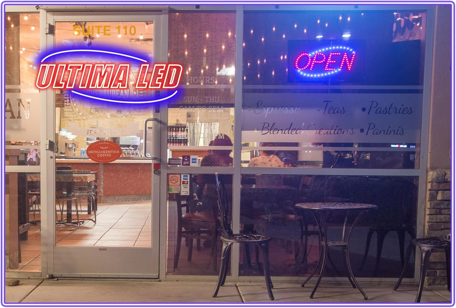 Neon Open Sign for Business: Horizontal LED Sign with Flashing Mode for Stores –