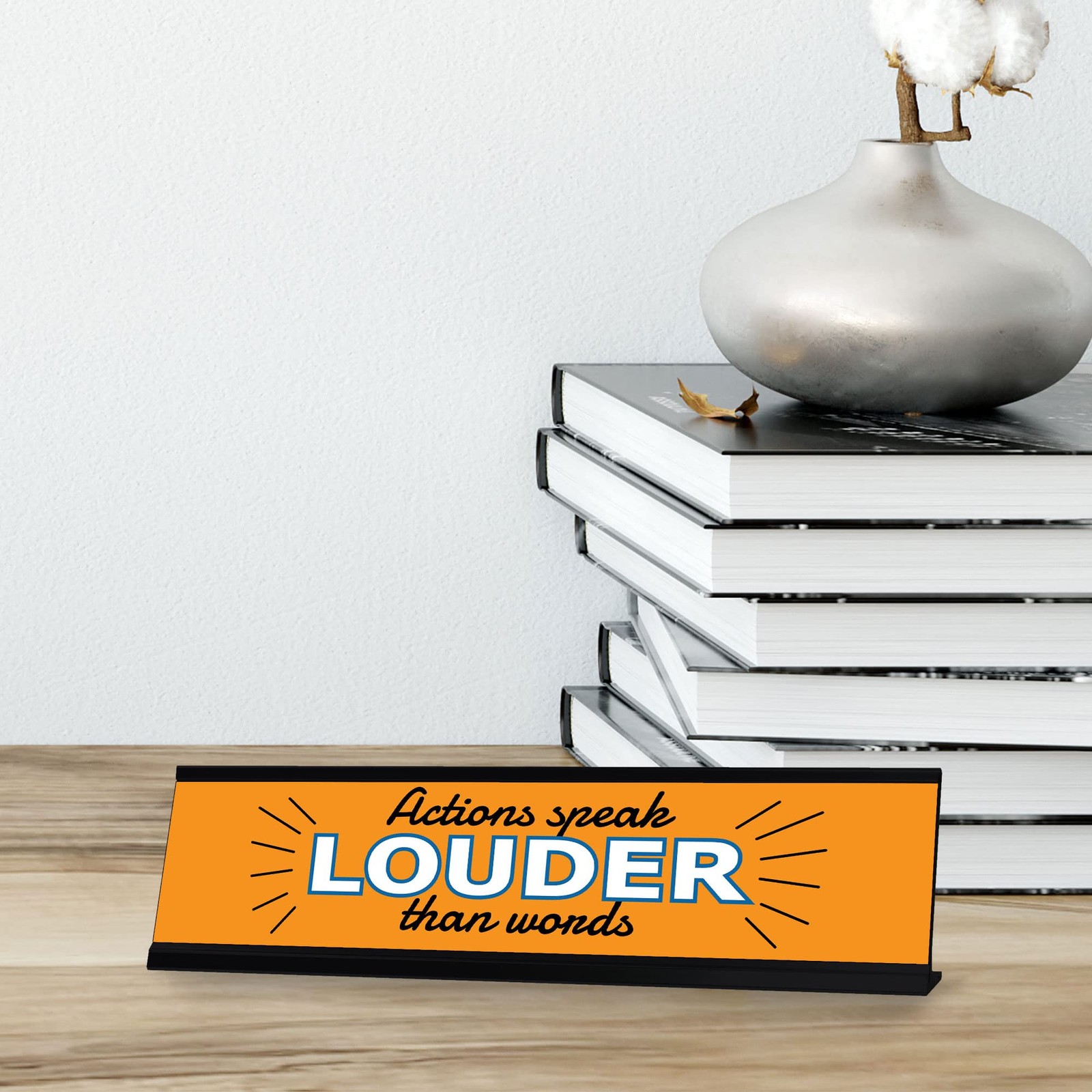 Signs ByLITA Actions Speak Louder Than Words, Black Frame Desk Sign (2×8&Prime;)