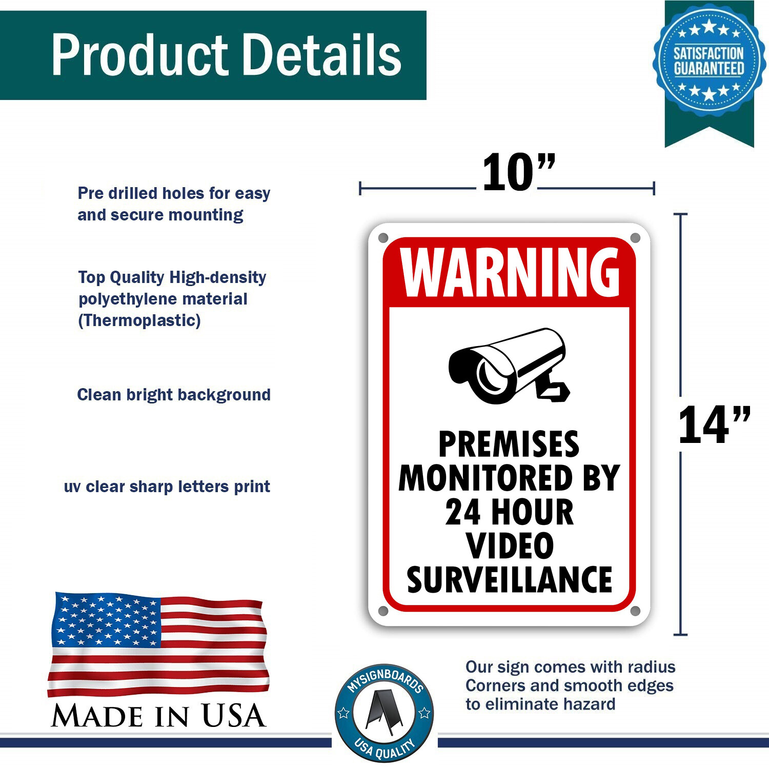 Surveillance Signs cctv Warning Signs 24 Hour Video Surveillance Sign 10 x 14