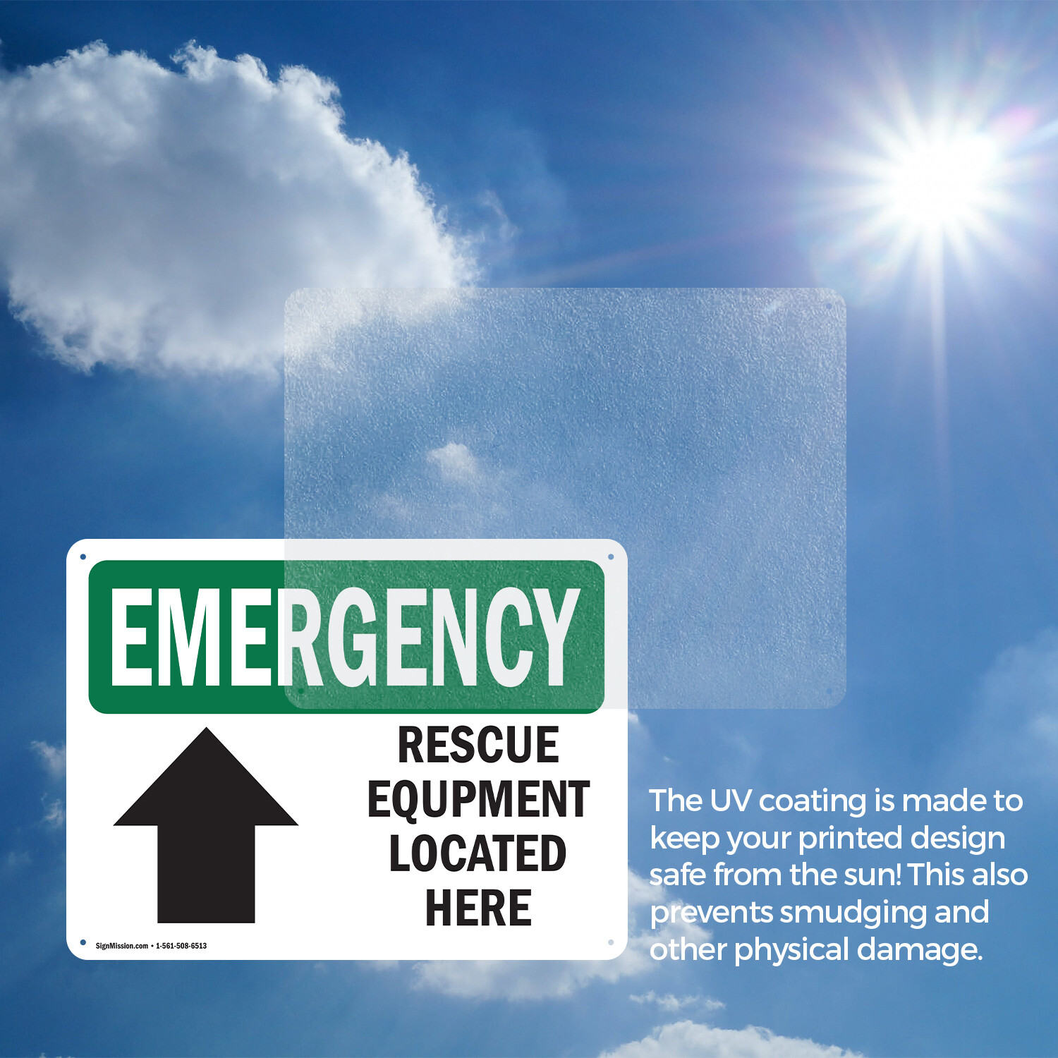 (2 Pack) Rescue Equipment Located Here OSHA Emergency Sign Decal Metal Plastic