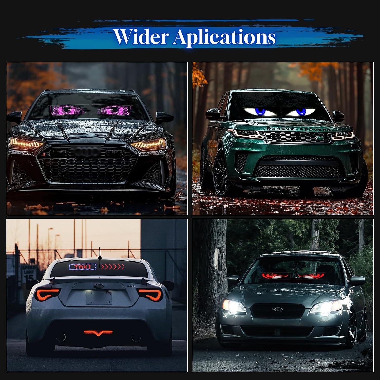 LED Sign for Car Devil&rsquo;S Eyes Light for Windshield APP Control Scrolling Display