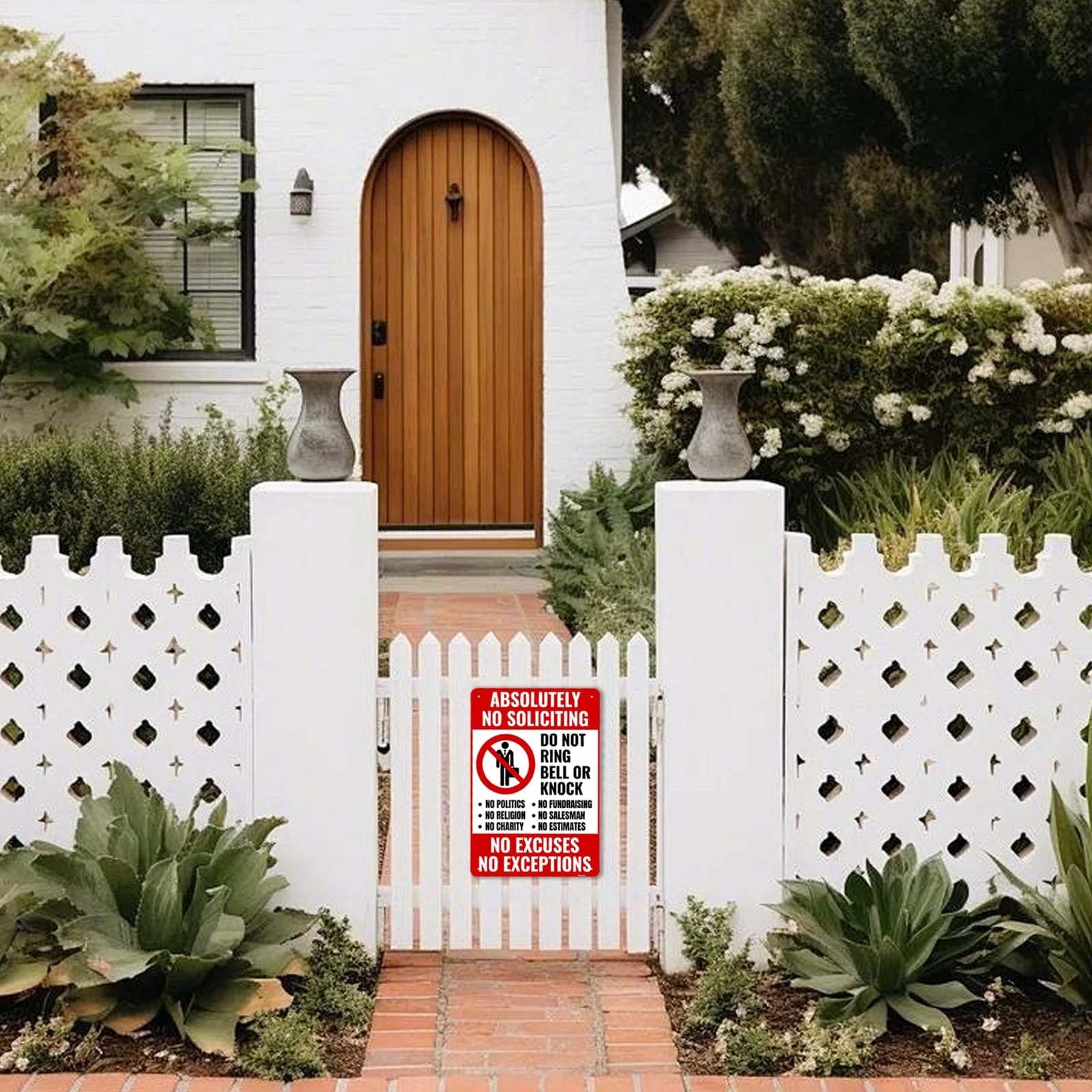 No Soliciting Sign 11.8×7.8&Prime; Weatherproof Aluminum Door Sign, Do Not Knock R…