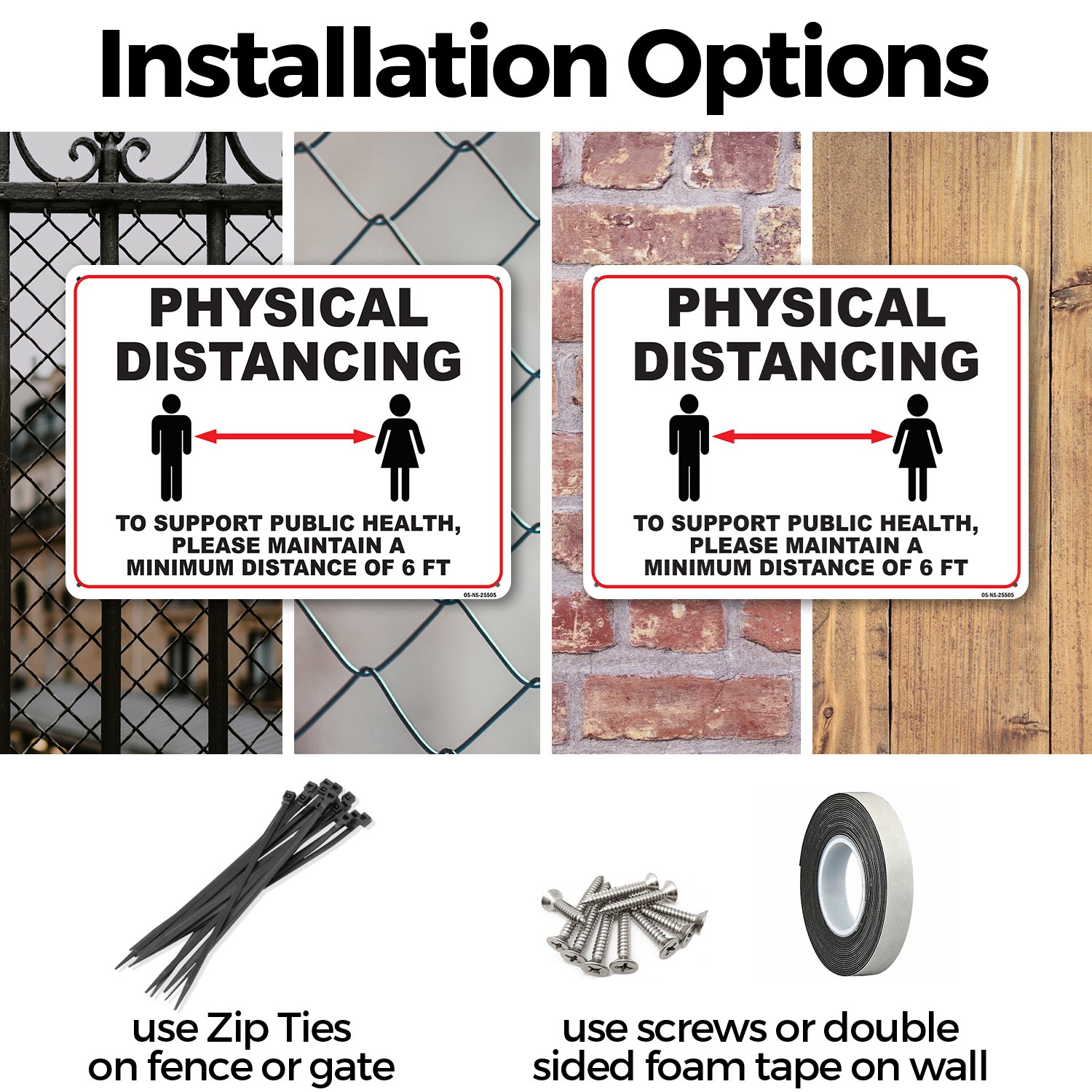 Physical Distancing To Support Public Health 6 Feet Public Safety Sign 5/10 Pack