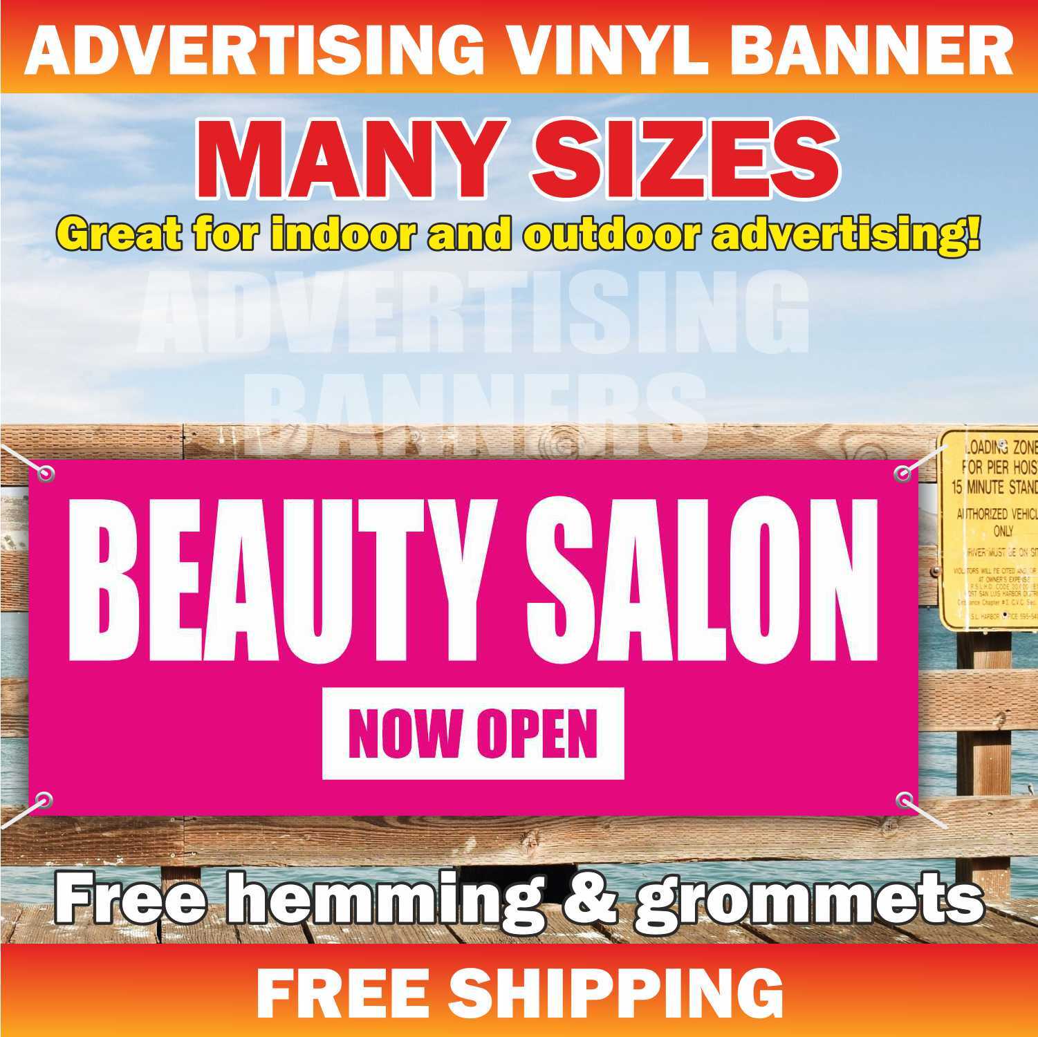 BEAUTY SALON NOW OPEN Advertising Banner Vinyl Mesh Sign Nails Hair Spa Barber