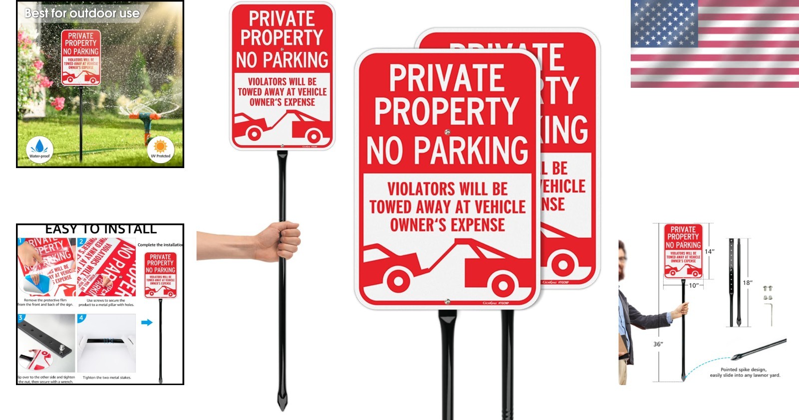 Reflective No Parking Signs 14&Prime;x10&Prime; – 2 Pack