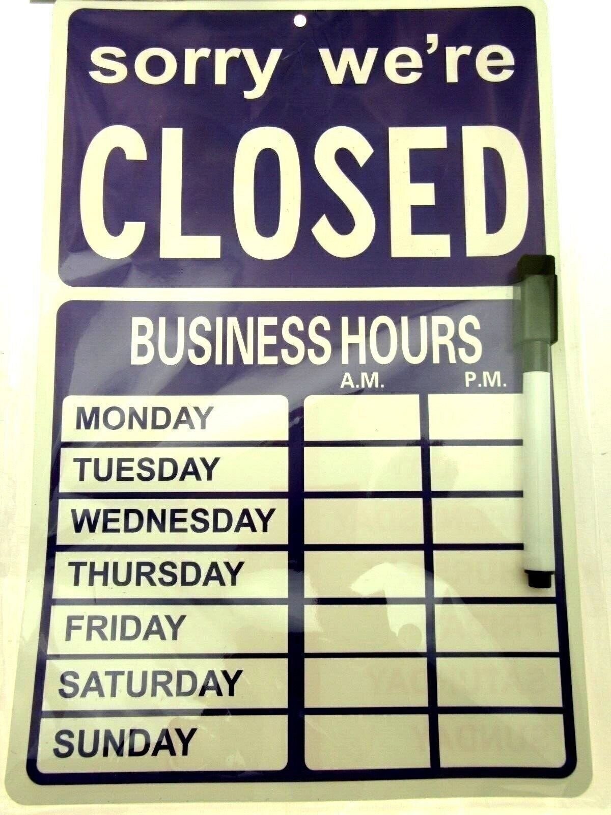 OPEN CLOSED Business Hours Sign with Stickers – 11.4&Prime; x 7.48&Prime; Red