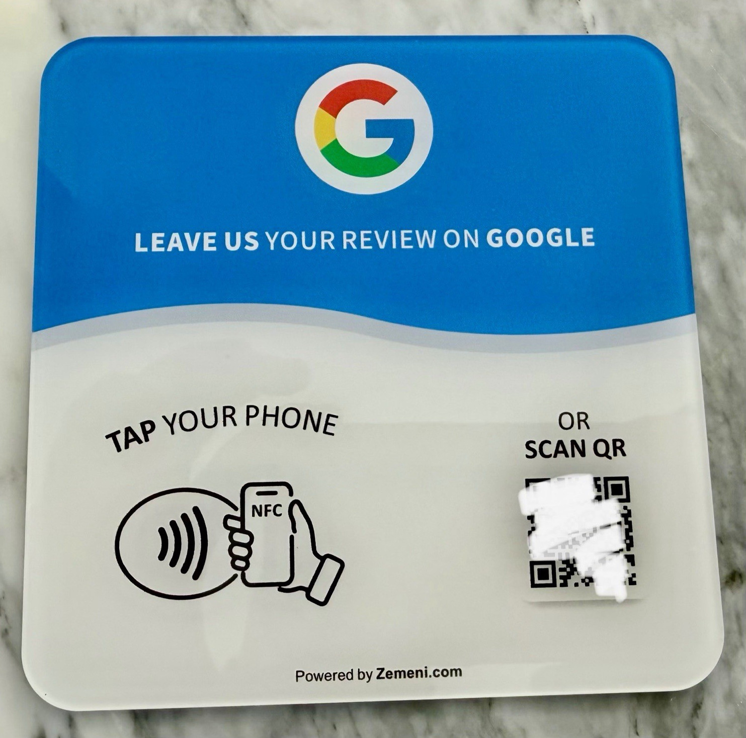 Google Reviews Graphic Sign Multi-Color NFC Tap & QR Code Tabletop Display