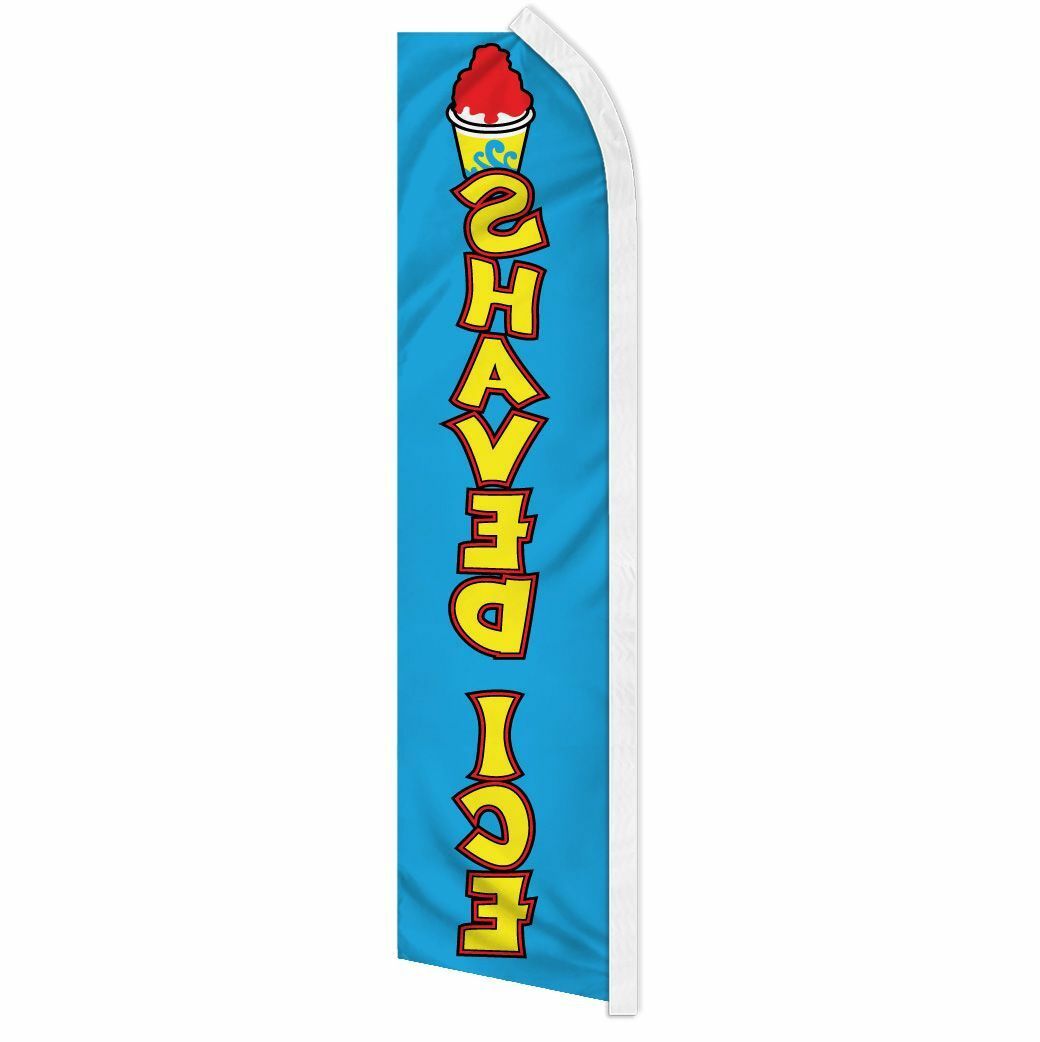 « SHAVED ICE » advertising super flag swooper banner business sign snow cone slush