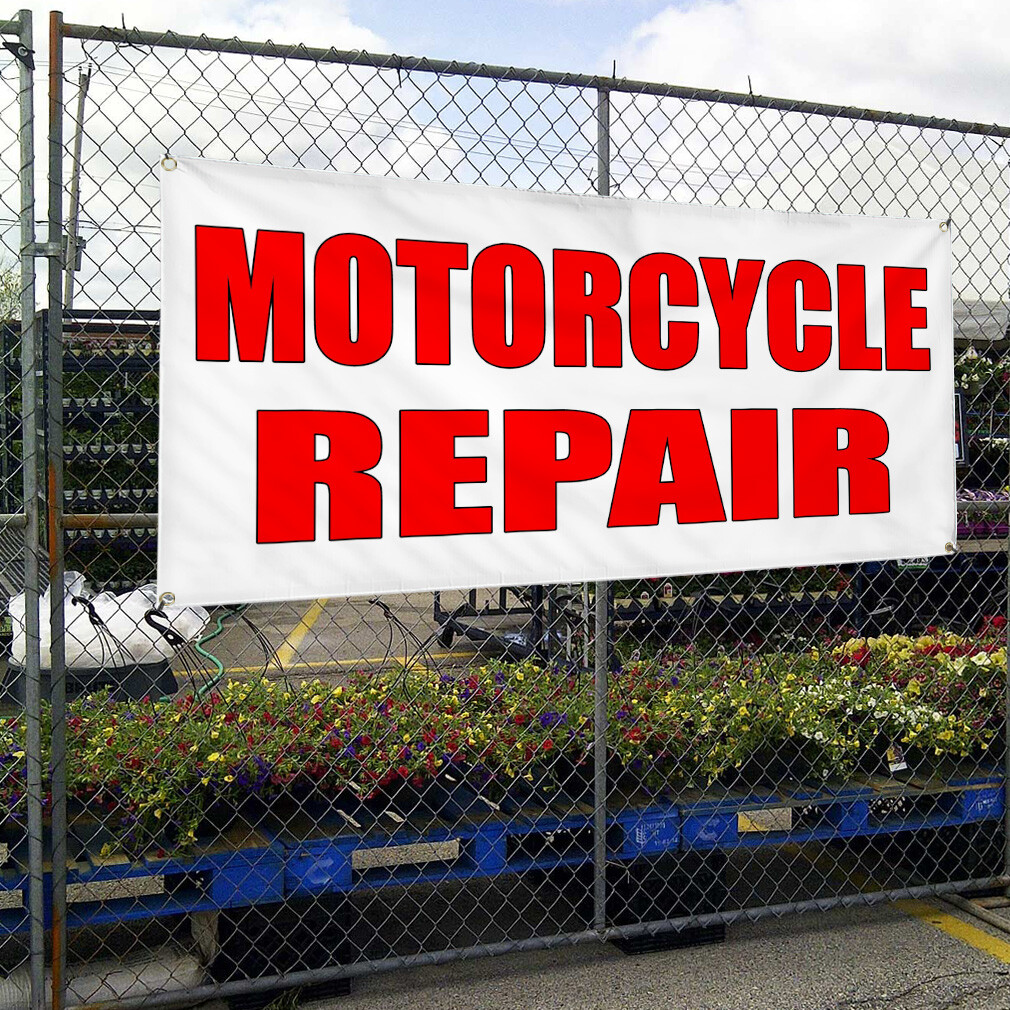 Vinyl Banner Multiple Sizes Motorcycle Repair Weatherproof Industrial Yard Signs