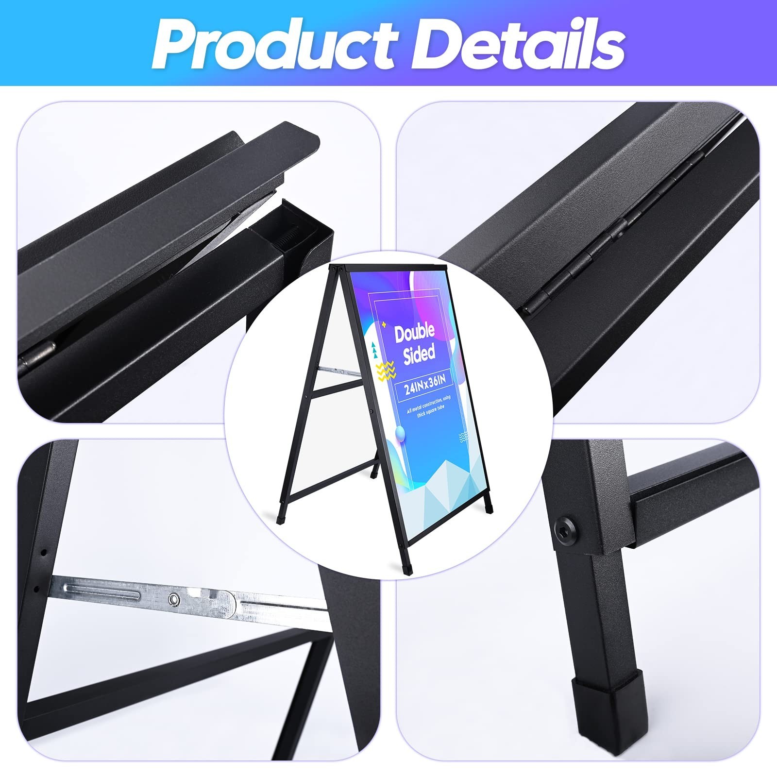 Heavy Duty A- Frame Sidewalks Poster stand 24 x 36 Inch Outdoor Sign Black Co…