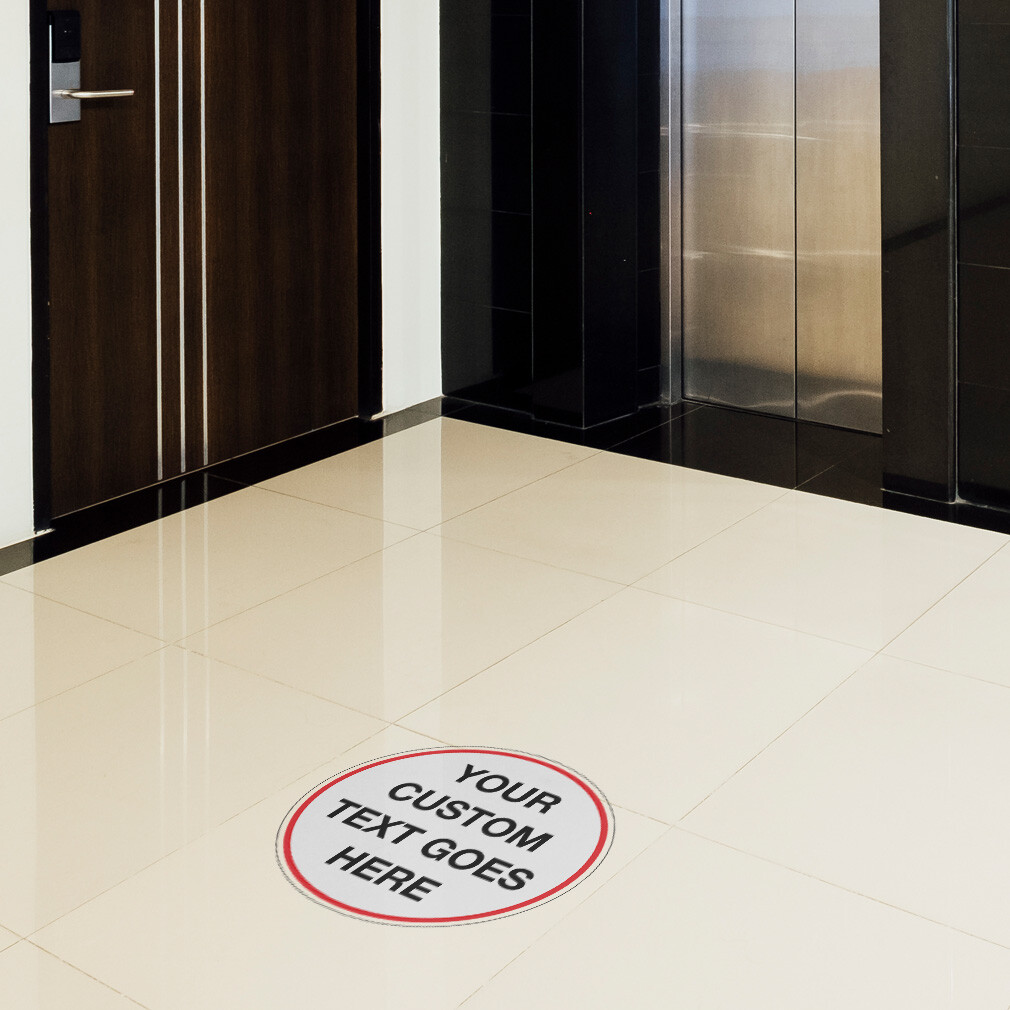 Signs Floor Decals Your Custom Text Goes Here Black Anti-Slip Round Shape B