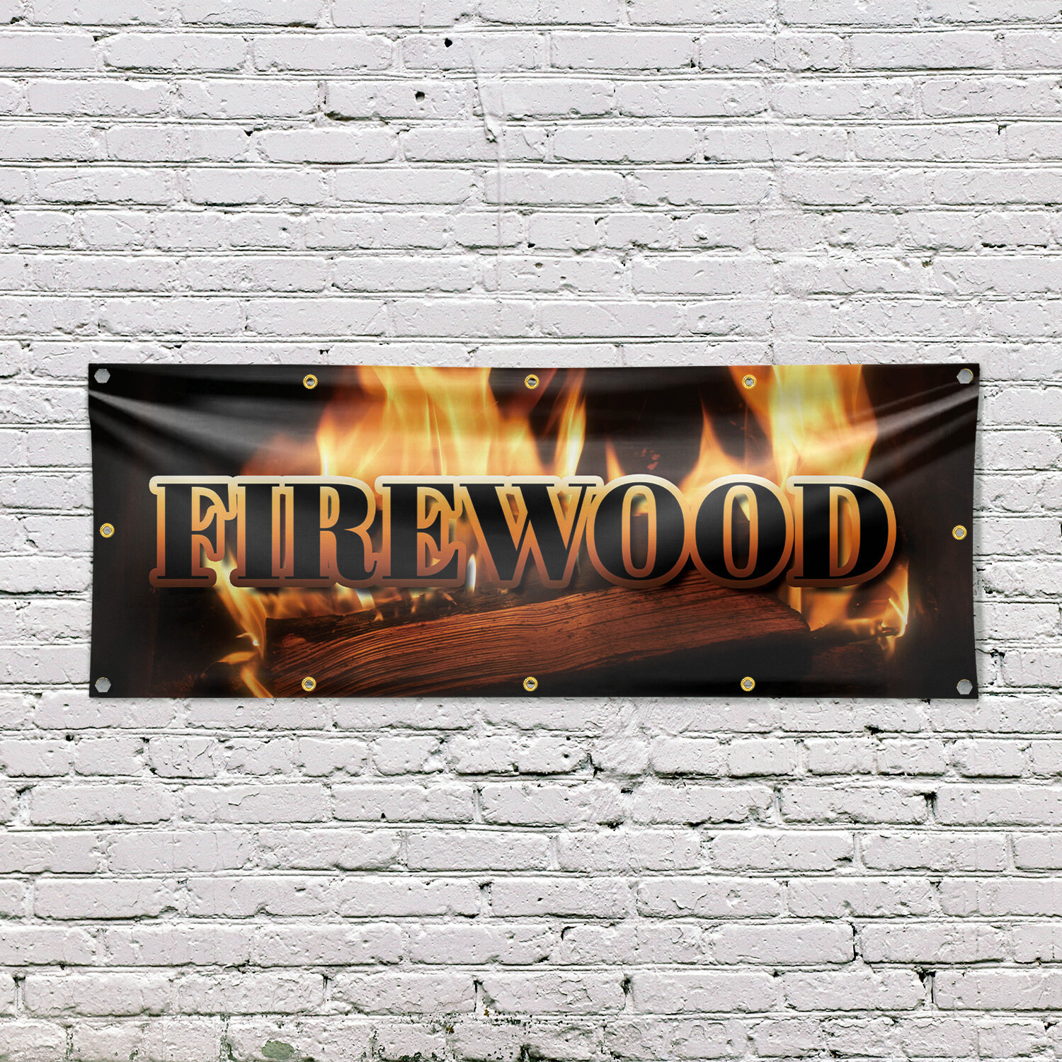 Firewood 13 oz Vinyl Banner Sign with Metal Grommets Heavy-Duty Single-Sided