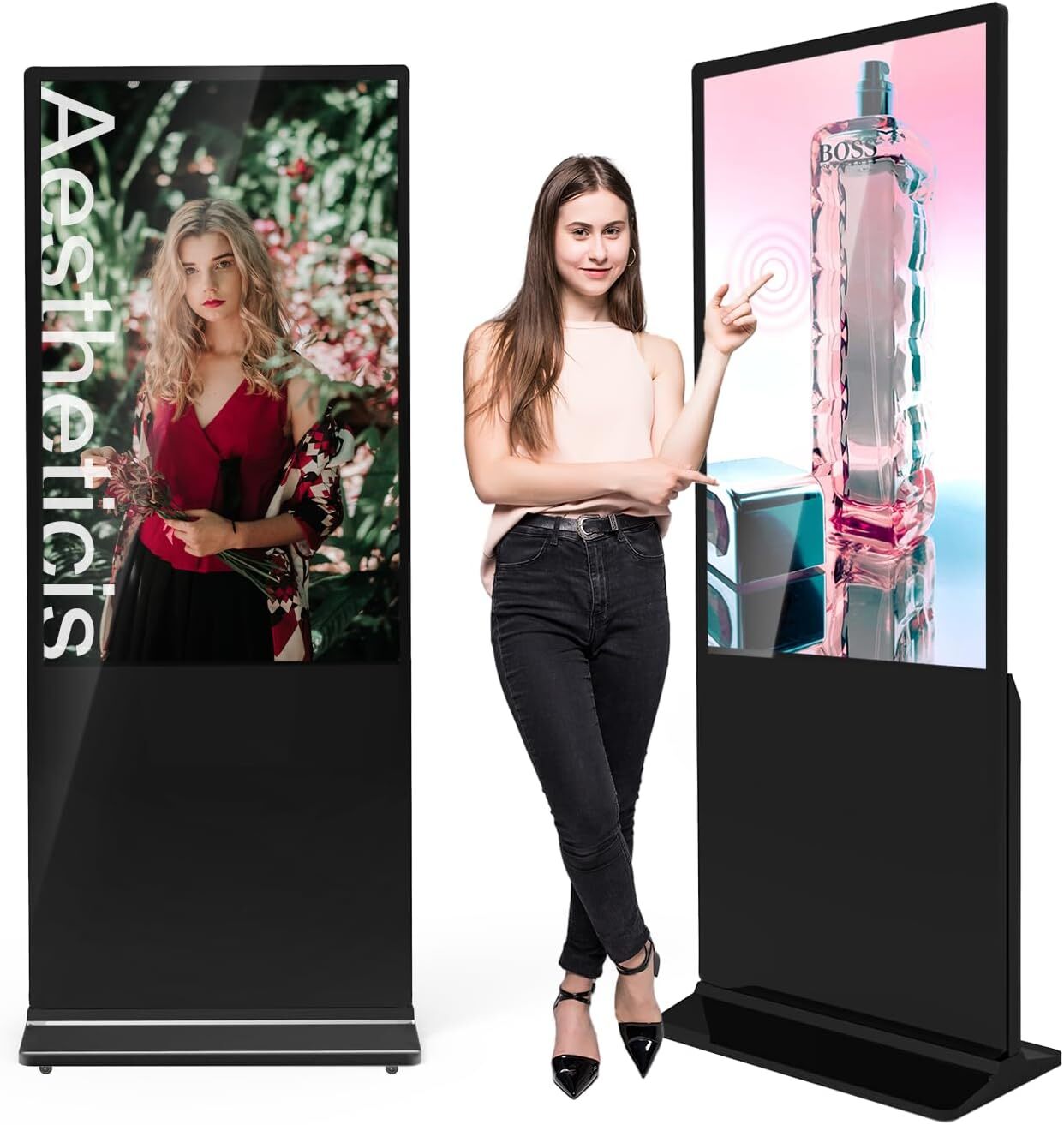 Indoor Floor Standing Digital Signage 1080P LCD Screen Advertising Display Kiosk