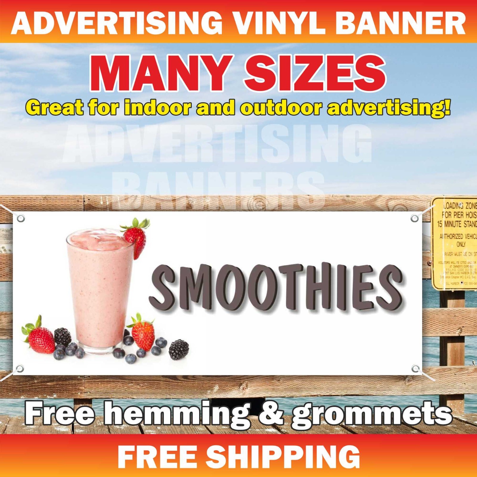 SMOOTHIES Advertising Banner Vinyl Sign health food fresh fruits tea bar drink