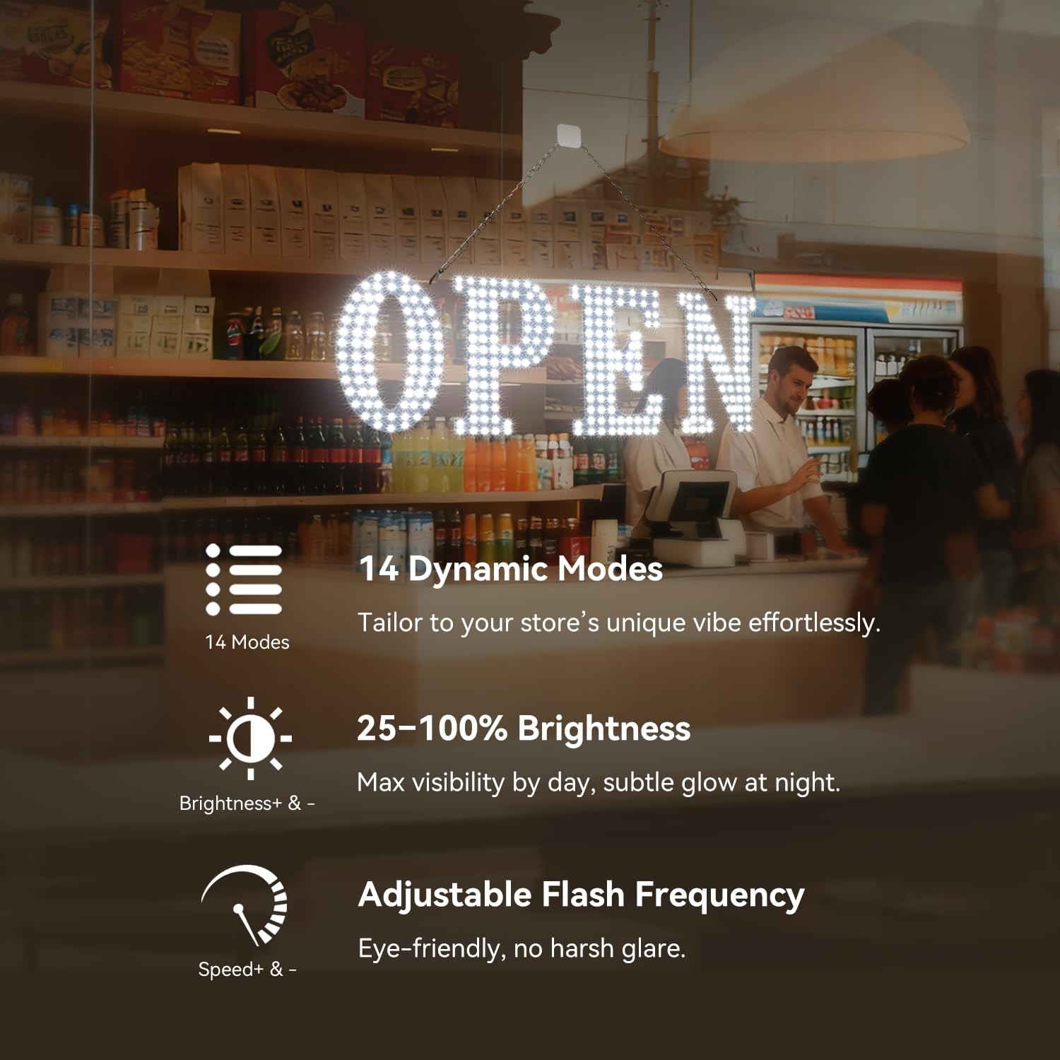 30 » x 10&Prime; LED Open Sign for Business with Remote Control, Ultra Bright White…