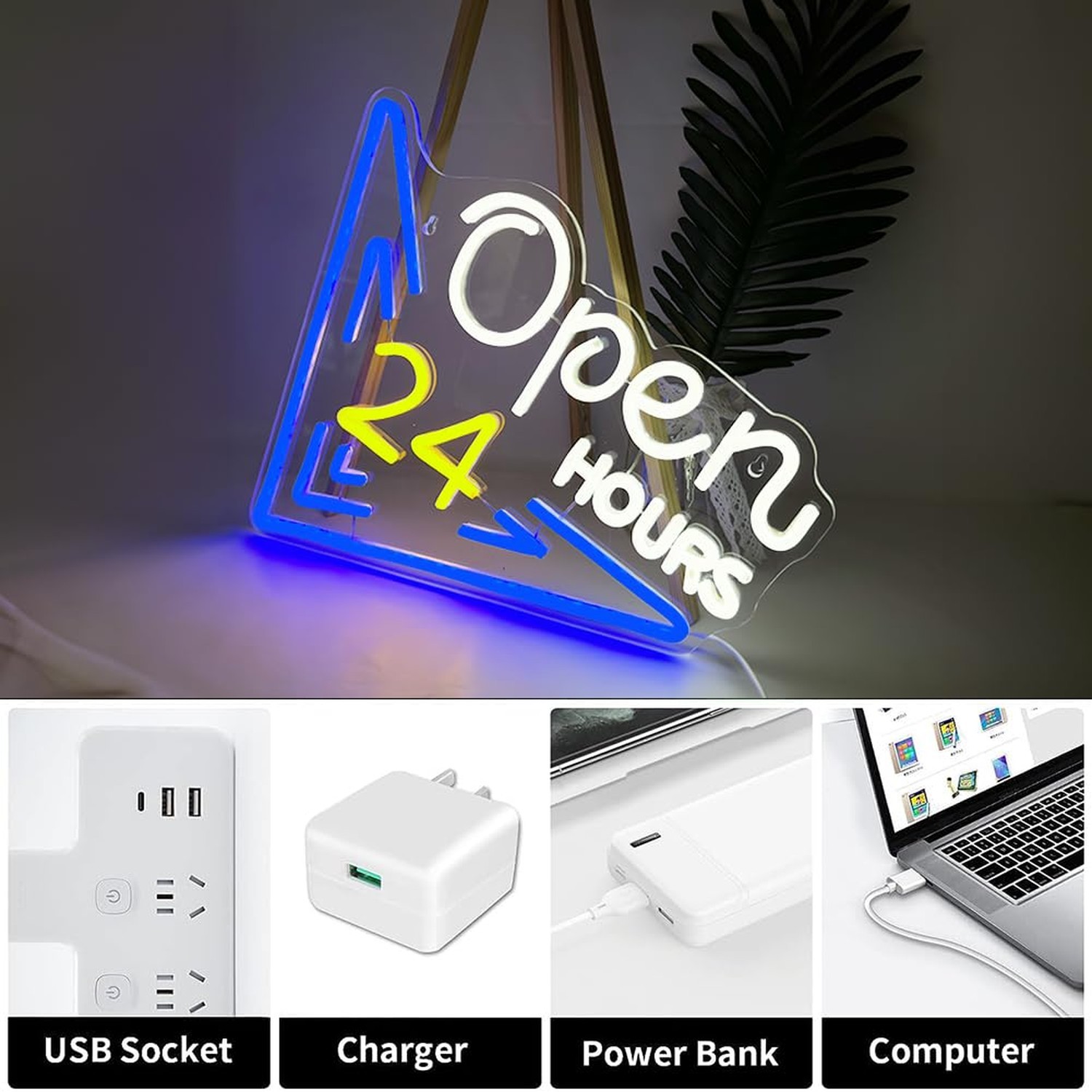 Open 24 Hours Neon Sign, Led Sign, Bar Neon Light Sign, Open 24 Hours Sign Pu…
