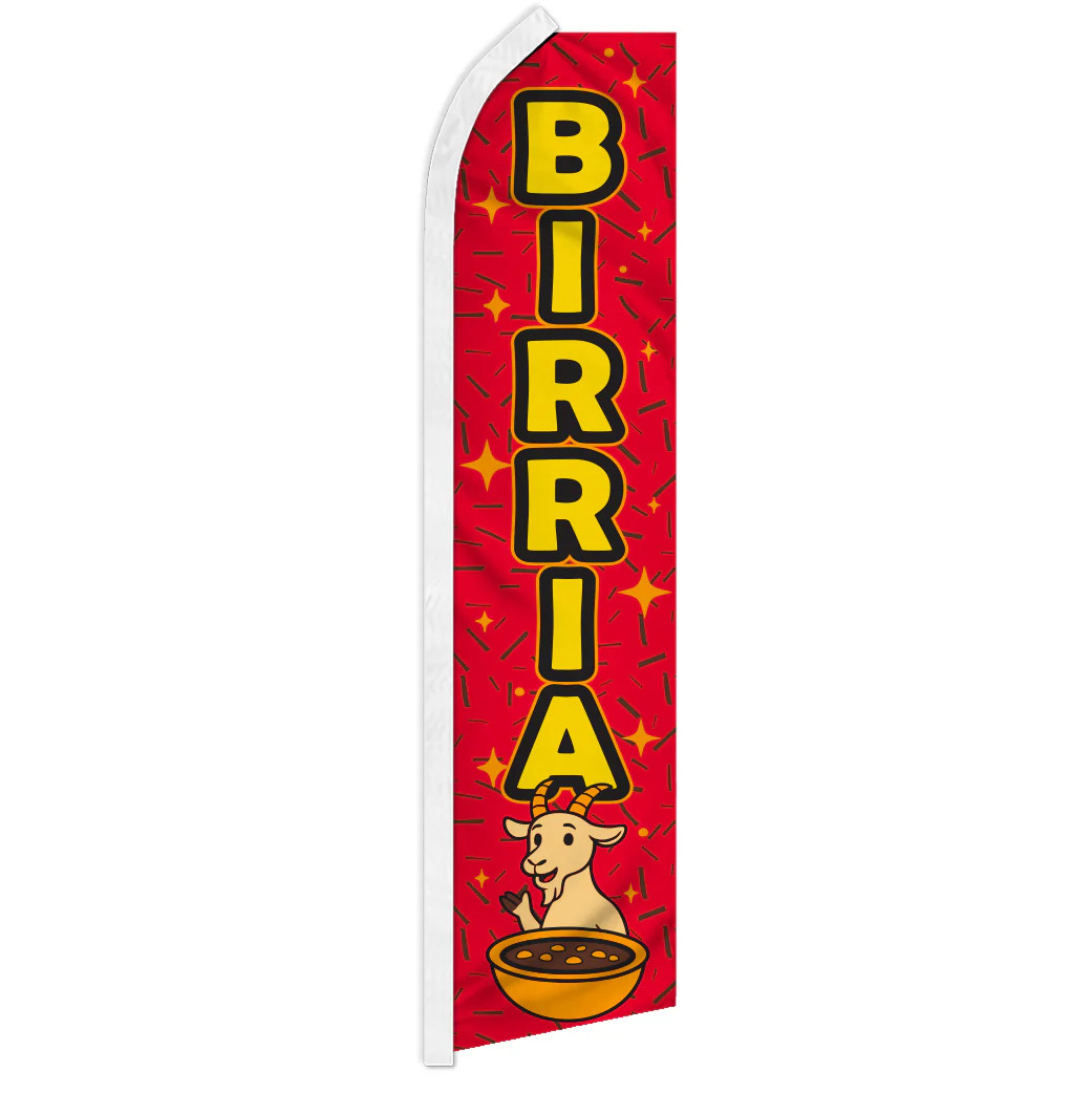 BIRRIA advertising super flag polyester banner sign *POLE NOT INCLUDED