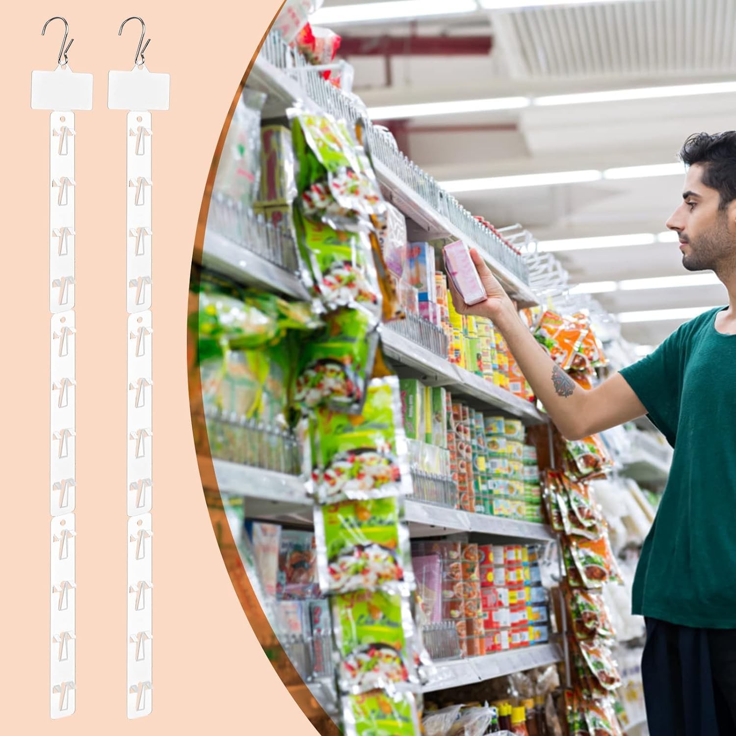 Hoedia 10 Pack Station Hanging Strips Plastic Display Merchandise Strip with Cli