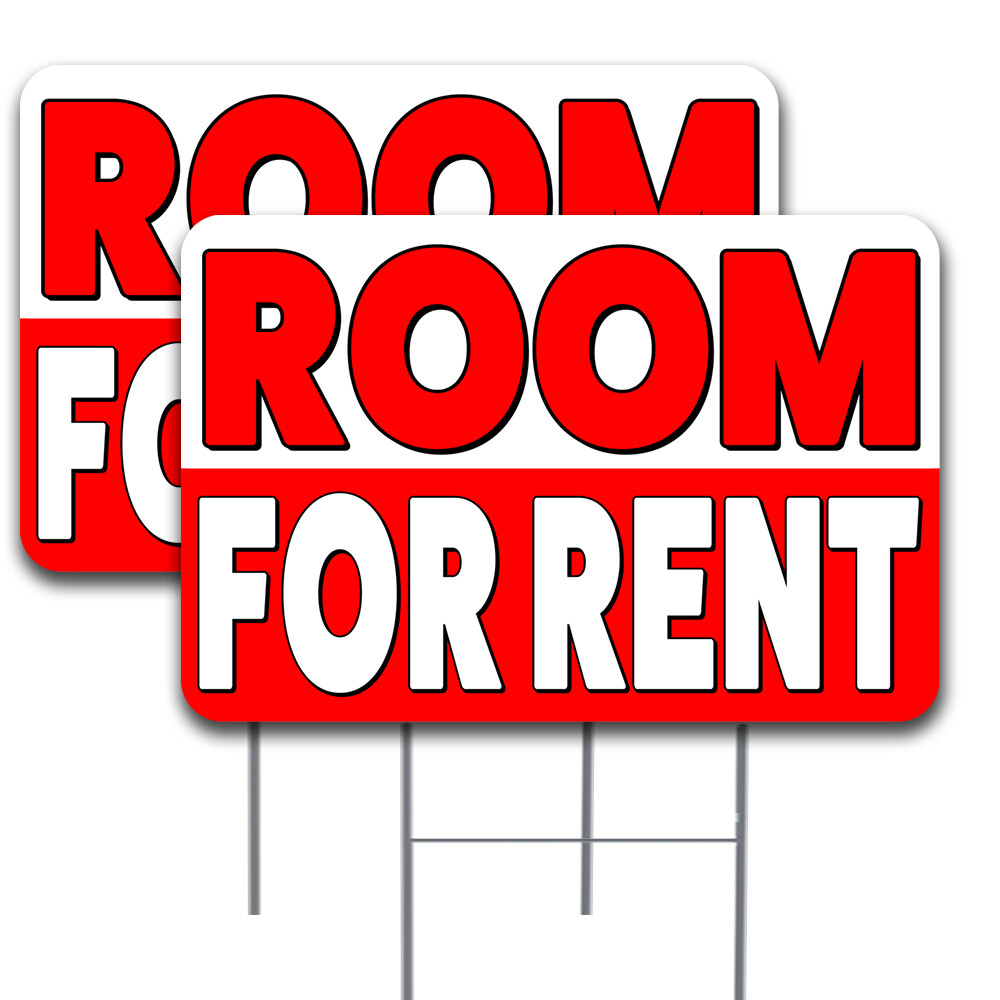 ROOM FOR RENT 2 Pack Double-Sided Yard Signs 16&Prime; x 24&Prime; with Metal Stakes (Made