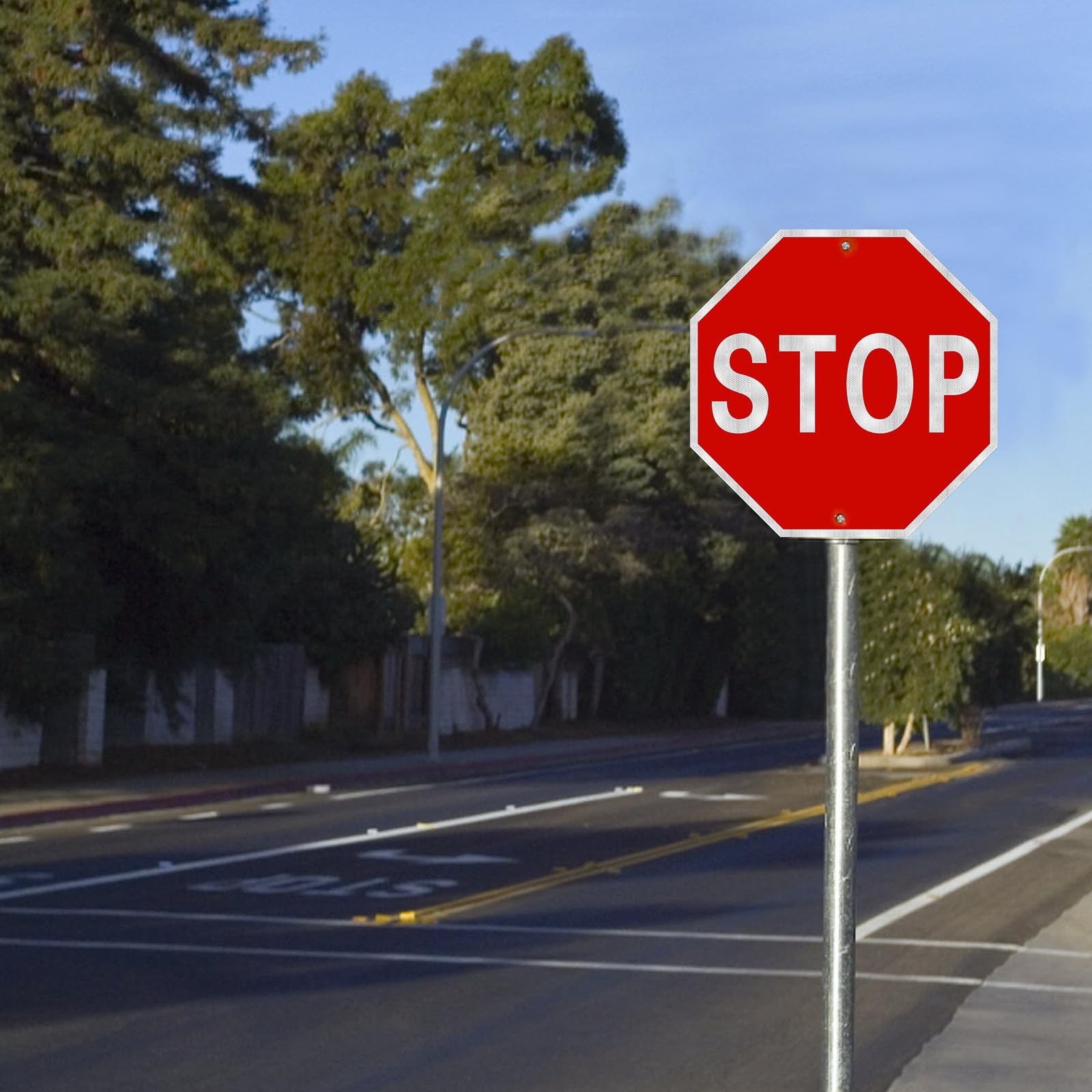 Stop Sign, 12 X 12 Inch Octagonal High Strength Aluminum Reflective Panel, Water