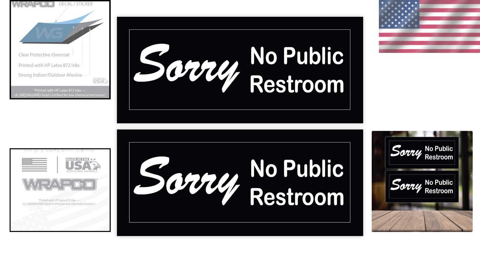 Professional 4 x 9 Inch No Public Restroom Sign Set for Business Use – 2 Pack