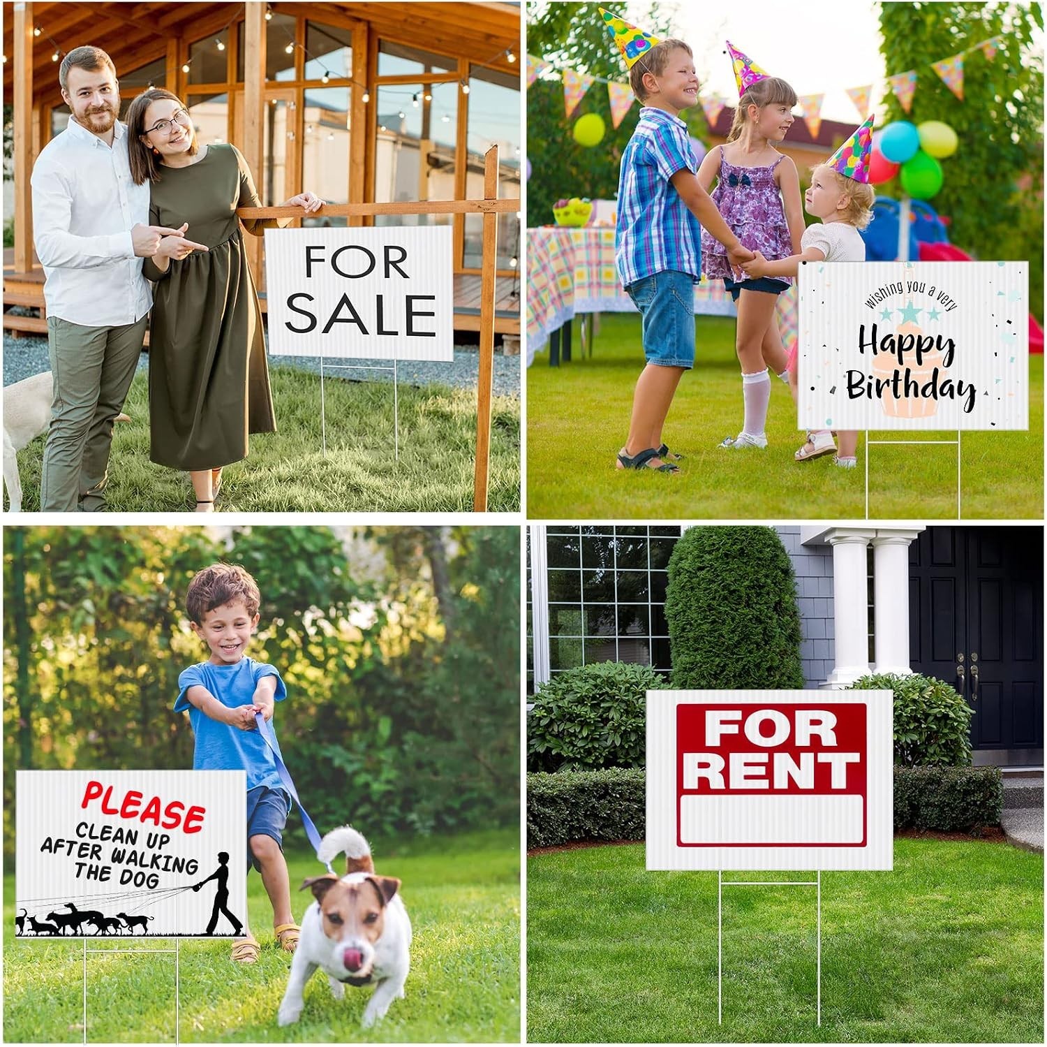 20 Pack Yard Signs with Stakes 16×12 Inch Double Sided Corrugated Plastic for…