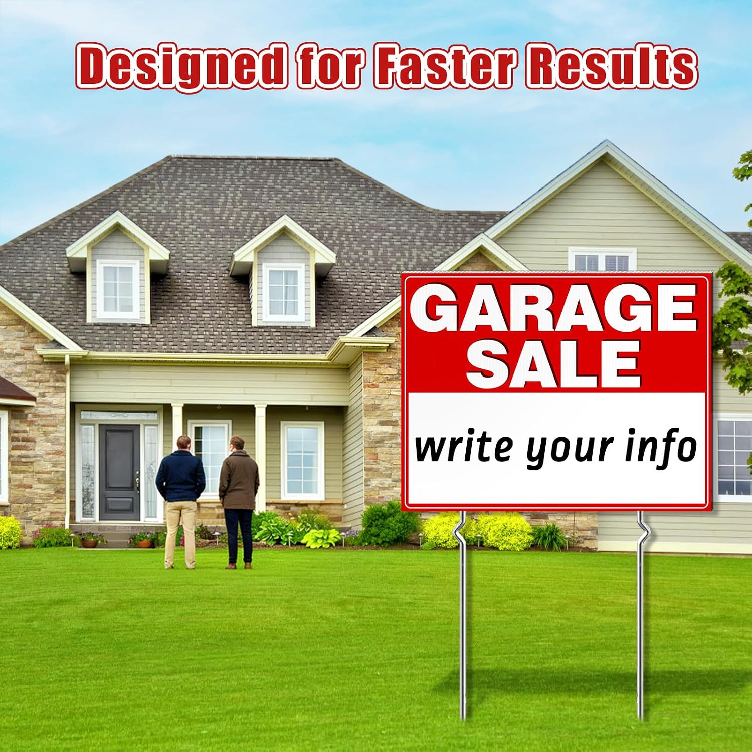 Garage Sale Signs 24&Prime; X 17&Prime;, 3Pcs Foldable Extra-Large Yard Sale Signs with Meta