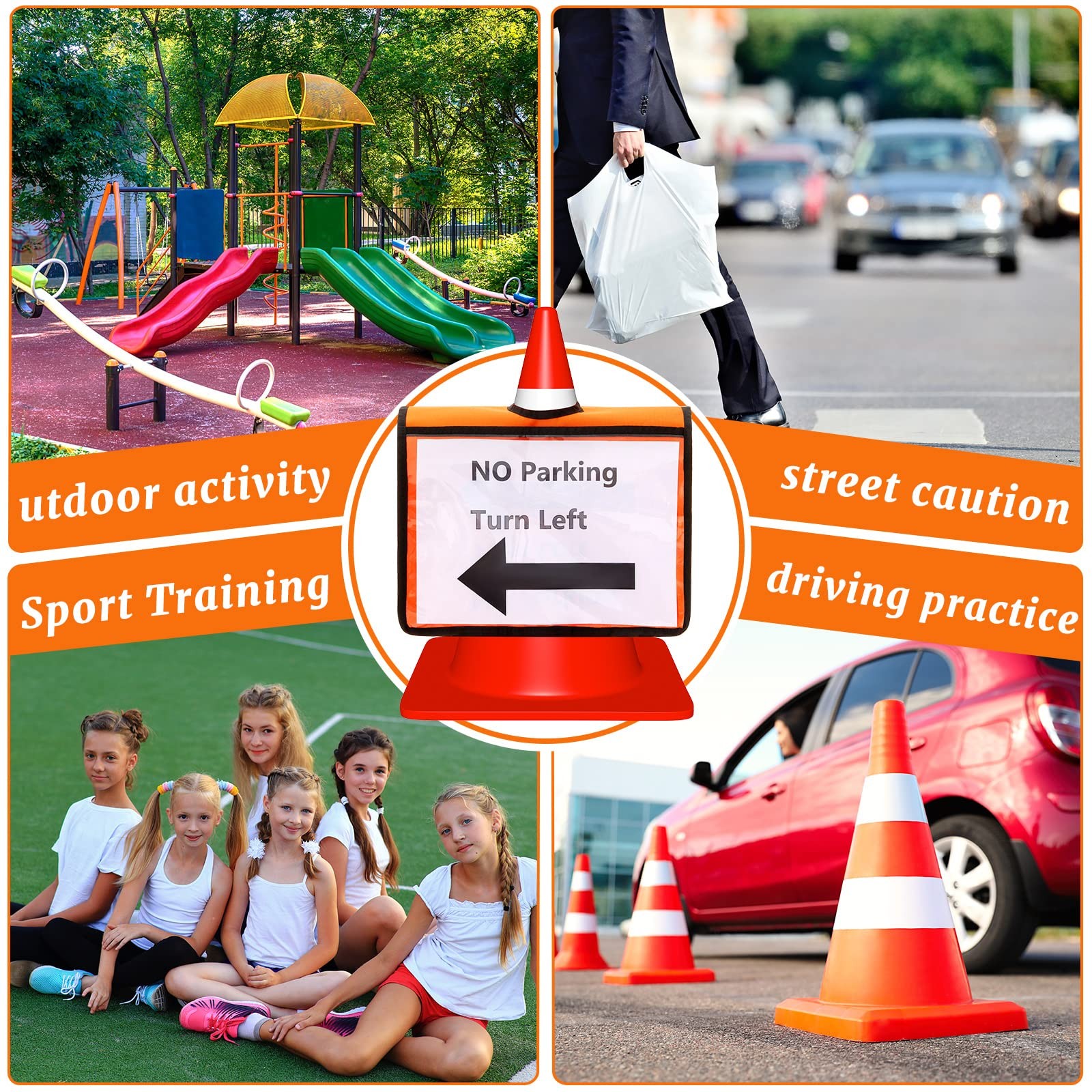 Amylove Set Of 12 Traffic Cone Sleeve For Caution Traffic Cone Covers Pockets