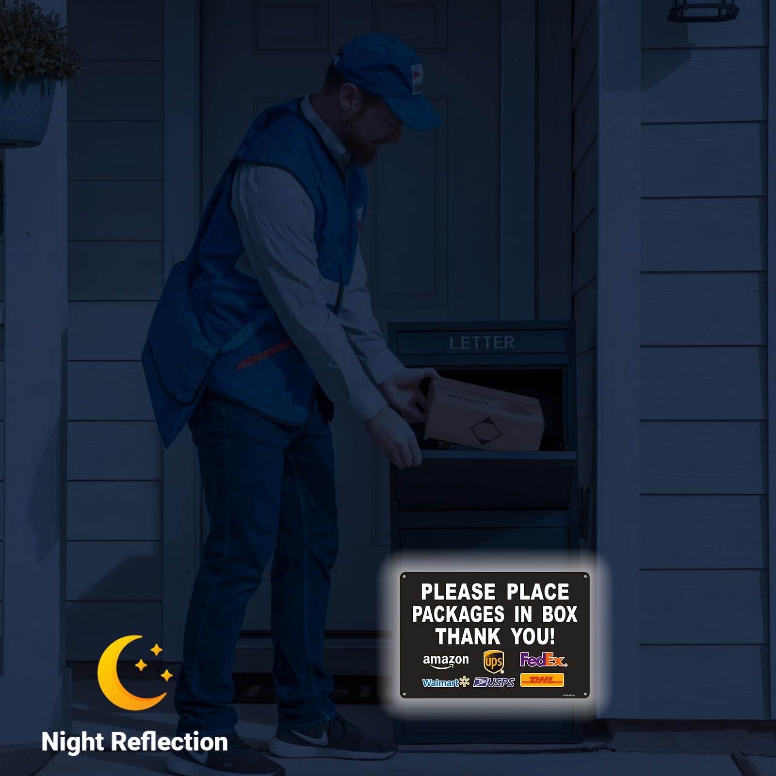 2 Pack Please Place Packages In Box Delivery Instructions Aluminum Sign 12×8 In