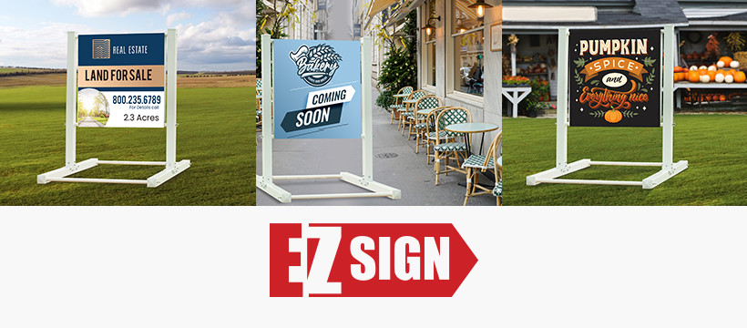 The EZ Sign – Lightweight Portable 4&prime; Large Sign w/ Custom 4&prime; Banner Real Estate