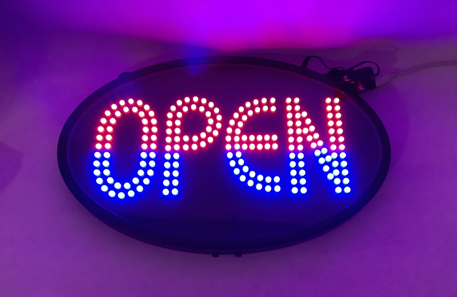 Green Light Innovations OPEN LED Sign 13&Prime; x 21&Prime; Red Blue Animated – See VIDEO