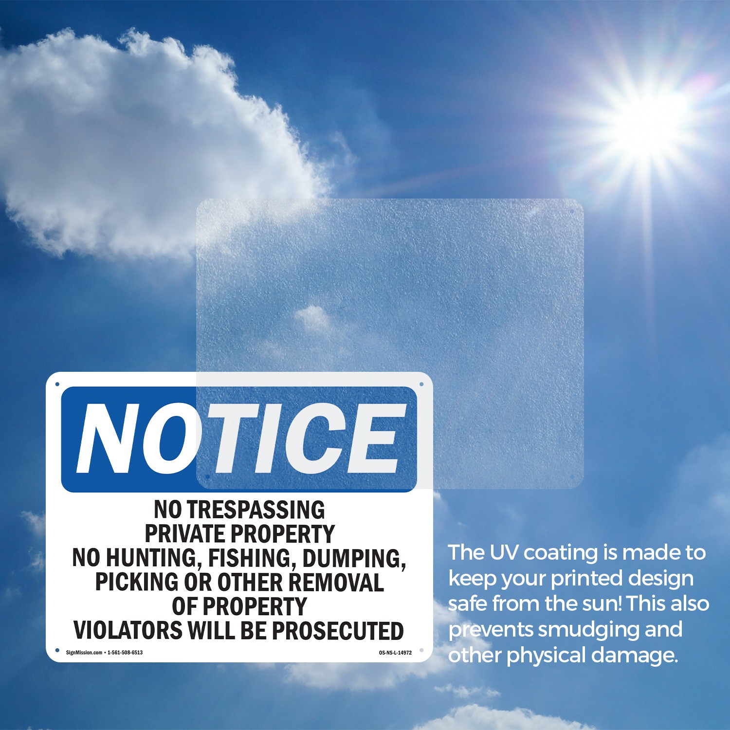 No Trespassing Private Property No Hunting OSHA Notice Sign, Decal 5 or 10 Pack