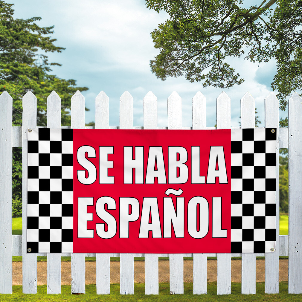 Vinyl Banner Multiple Sizes Se Habla Espanol Advertising Printing A Outdoor