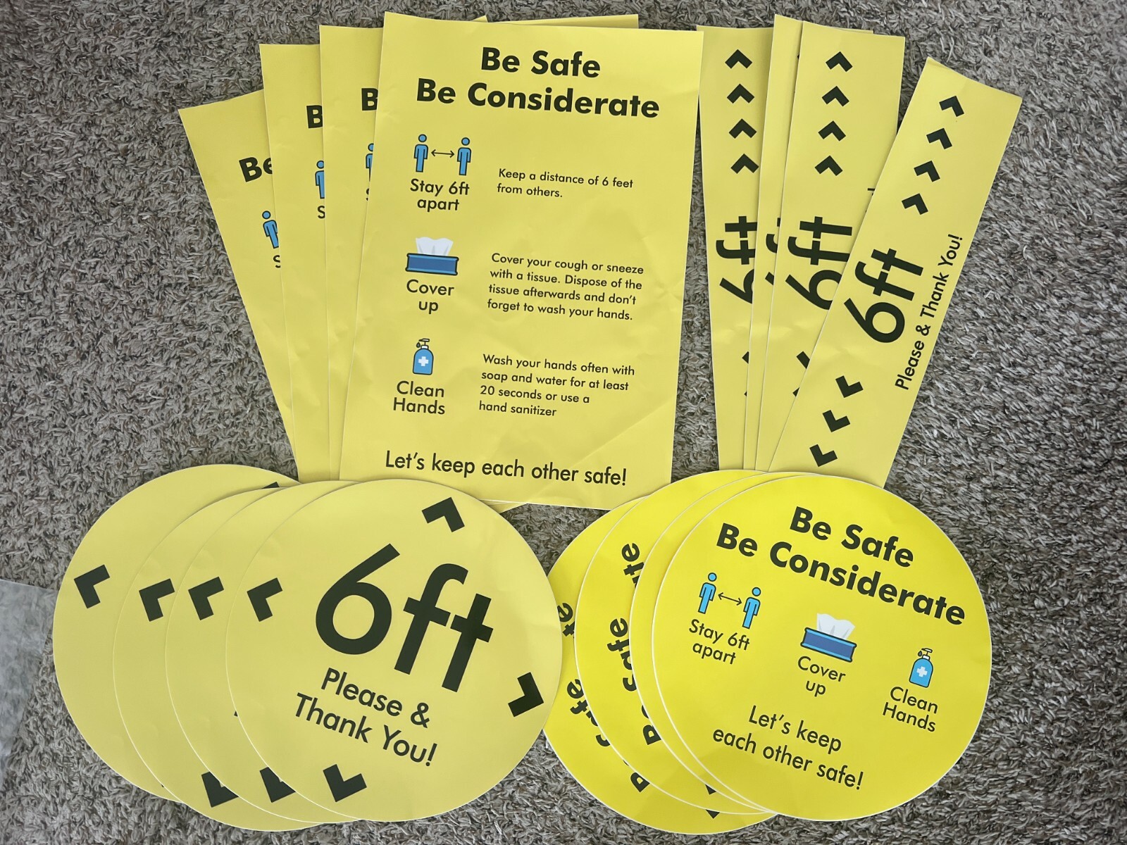 16pcs Sico Kit Stickers Large SICO-KIT1 Yellow 6ft Be Safe New Social Distance