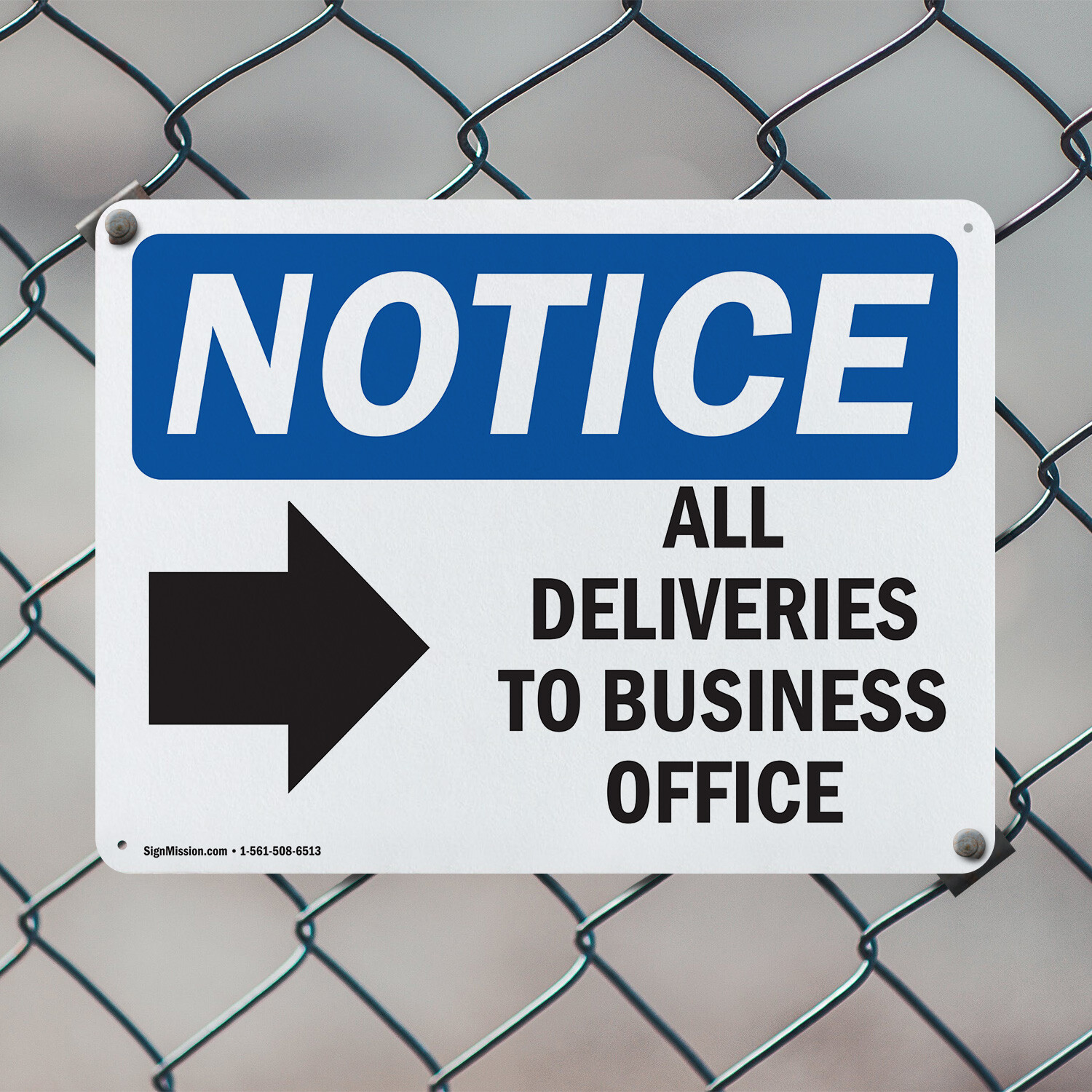 (2 Pack) All Deliveries To Business Office OSHA Notice Sign Decal Metal Plastic