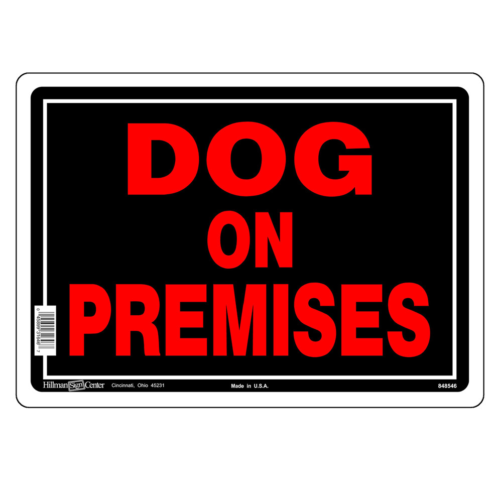 Hillman 848546 Red & Black Aluminum Dog On Premises Sign – 10&Prime; X 14&Prime;