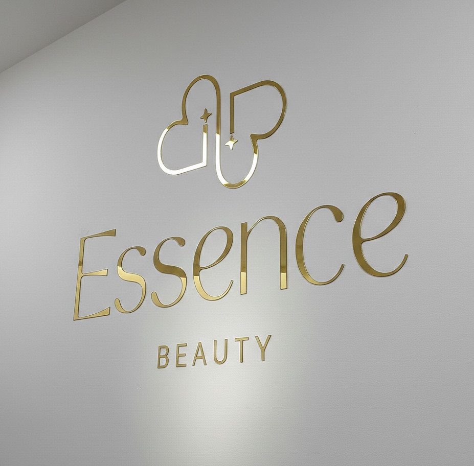 Custom 3D Gold Acrylic Logo Sign | Mirror Beauty Salon & Lash Studio Wall Decor