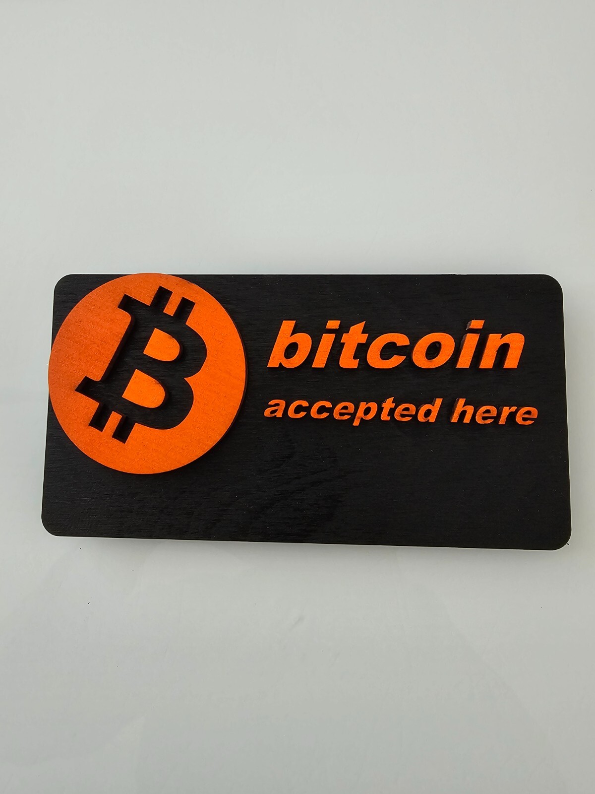 BTC Accepted Here Sign – 3D Premium Wooden Crypto Business Display