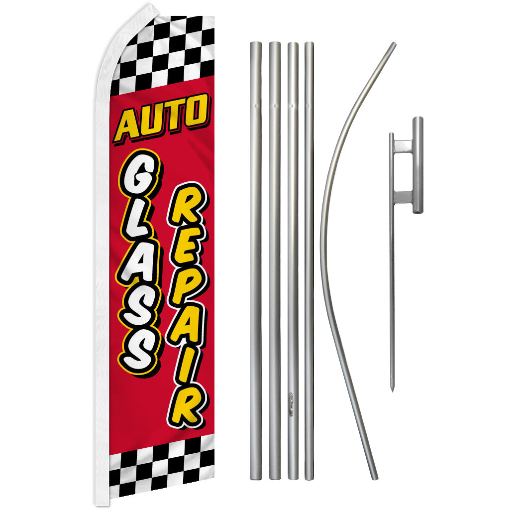Auto Glass Repair Swooper Flutter Feather Advertising Flag Kit Mechanic