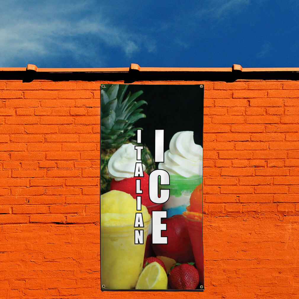 Vertical Vinyl Banner Multiple Sizes Italian Ice Food and Drink Outdoor