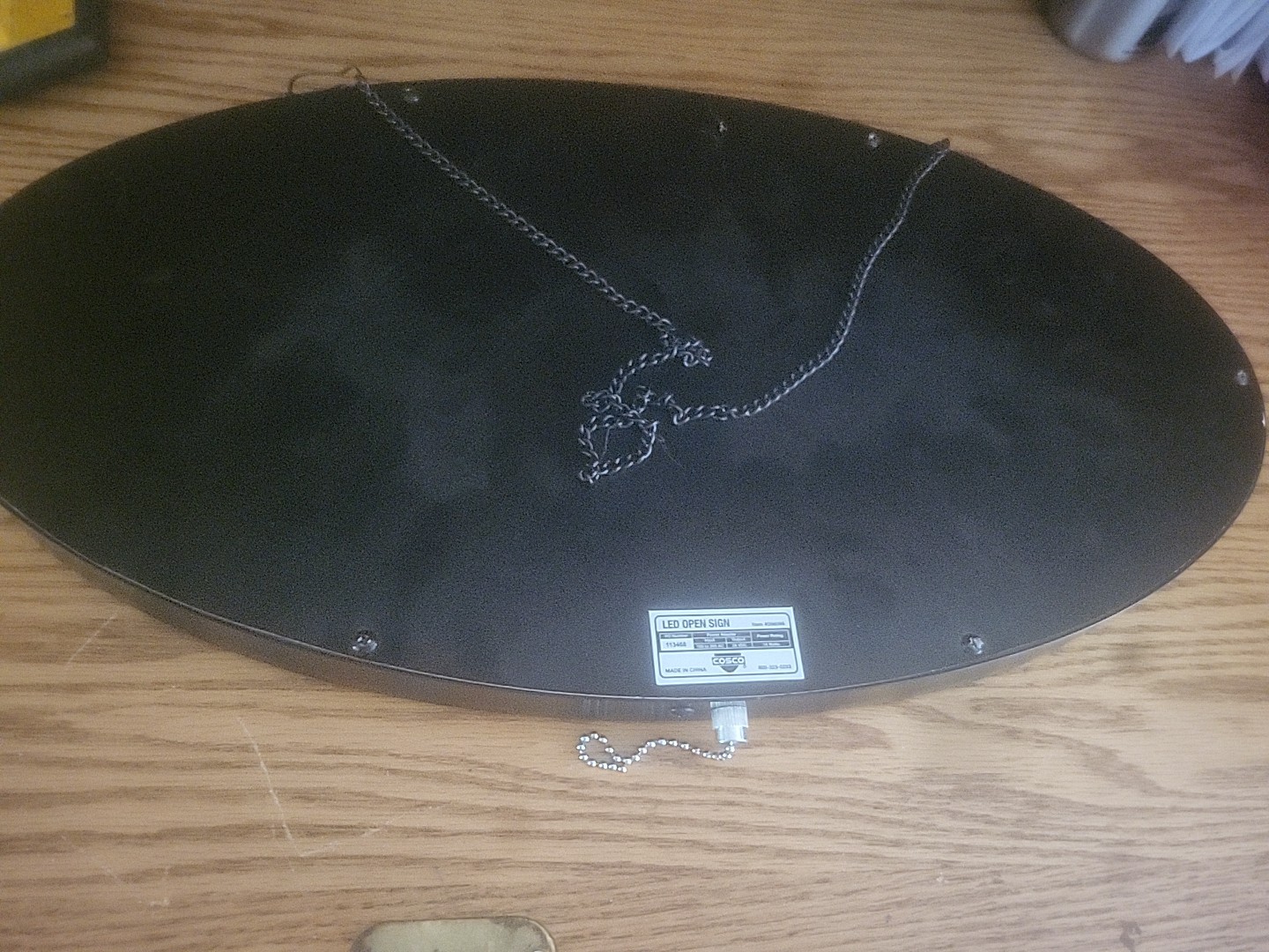Vintage Used LED Electric Open Sign 21&Prime; x 13&Prime; Oval Shaped With Pull Chain