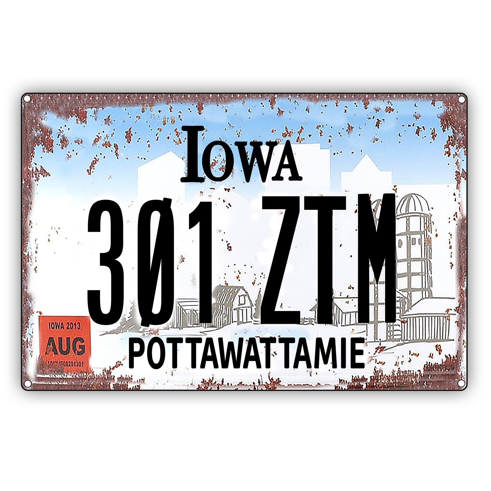 Iowa 301 ZTM Vintage Sign Pottawattamie Bathroom Home Décor Aluminum Metal Sign