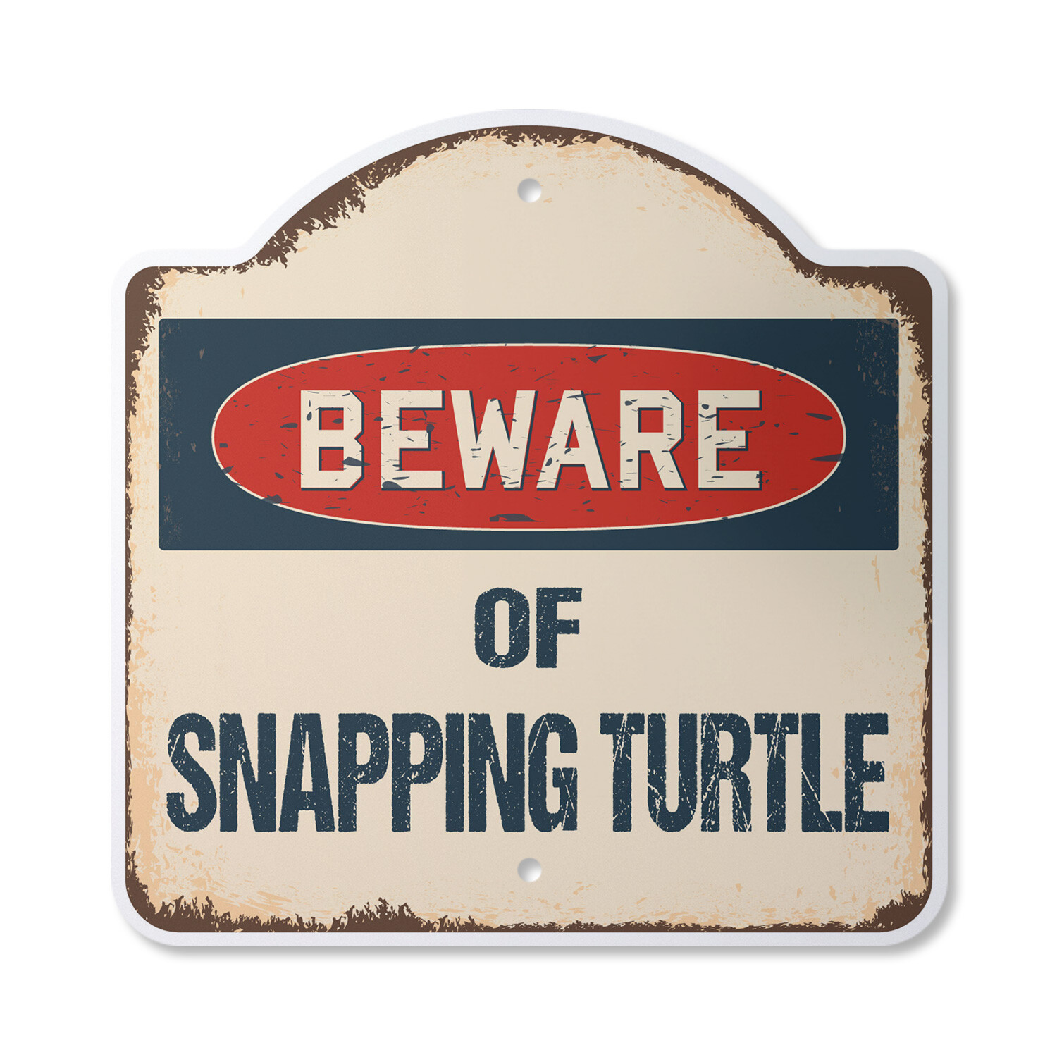 Beware Of Snapping Turtle Plastic Sign Classic Rust Wall Plaque
