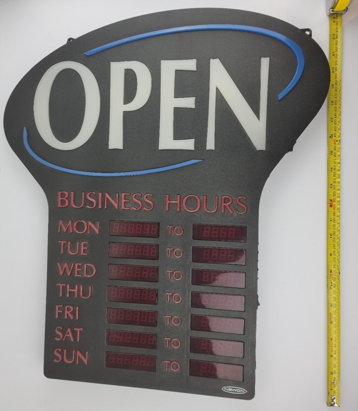 Newon LED OPEN Sign with Programmable Business Hours and Flashing Effects 24″